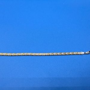 Two Tone Silver Gold 925 Marked Bracelet 7" Made In Italy Clasp