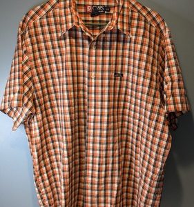 chaps ralph lauren orange checked short sleeve button down