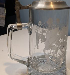 NFL Beer Stein Glass National Football League Etched Pewter w/Lid  Official C93