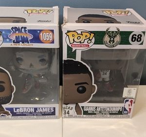 Lot of 2 FUNKO POPS: LeBRON JAMES 1059 SPACE JAM + GIANNIS ANTETOKOUNMPO 68