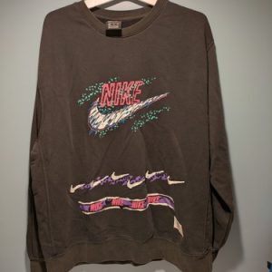 Nike Stories Retro Graphic Acid Wash Crew Neck Sweatshirt Men's XL Black Pink