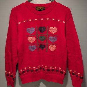 Eddie Bauer Vintage Knit Sweater Hearts Grandma Sweater Medium Valentine