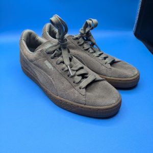 PUMA Cat Gray Light Green Suede Sneakers Mens Size 6