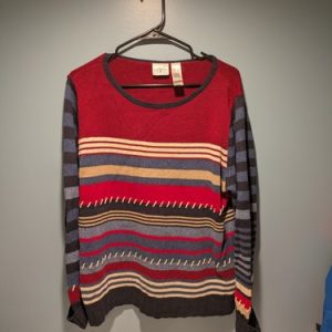 Liz Claiborne Villager Women's Pullover Sweater, Size XL, Multi-Color Stripes
