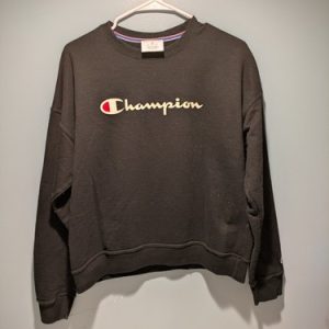 Champion Black Sweatshirt Unisex Size M Vintage