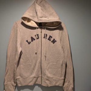 Vintage Ralph Lauren Spell Out Full Zip Sweater Grey Petite P/P PP