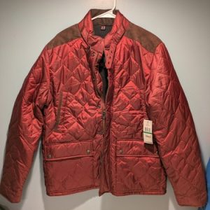 Tommy Hilfiger Men's Quilted Jacket Burgundy Brown Faux Suede Size L NWT