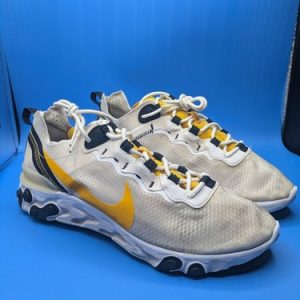 NIKE REACT ELEMENT 55 SE "UNIVERSITY GOLD" (CI3831 100) TRAINERS Size 9.5