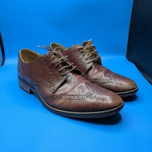 Cole Haan Cooper SQ Square Wingtip Oxford Shoe US 10 Vineyard Wine Leather