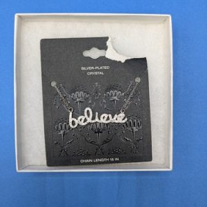 Believe Necklace Silver Plated Crystal 18" Chain