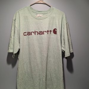 Carhartt Shirt Mens Light Green Short Sleeve Crewneck Logo Graphic Loose Fit XL