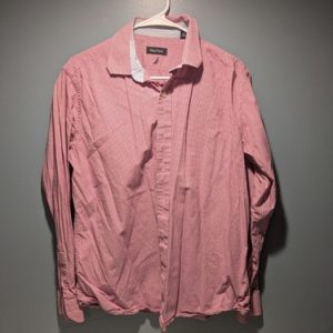 Nautica Mens Dress Shirt Long Sleeve Red Checkered Size Large