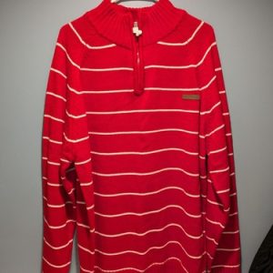 South Pole Red/White Stripe Sweater Quarter Zip Outdoors Casual Men’s XL