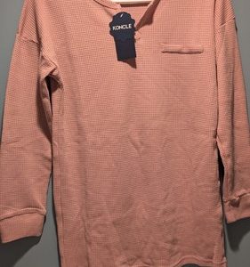 Koncle Pink Waffle Long Sleeve Women Shirt Small