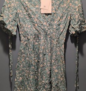 Choo Tee Yeen Classic Green Floral Casual Short Summer Dress Size M