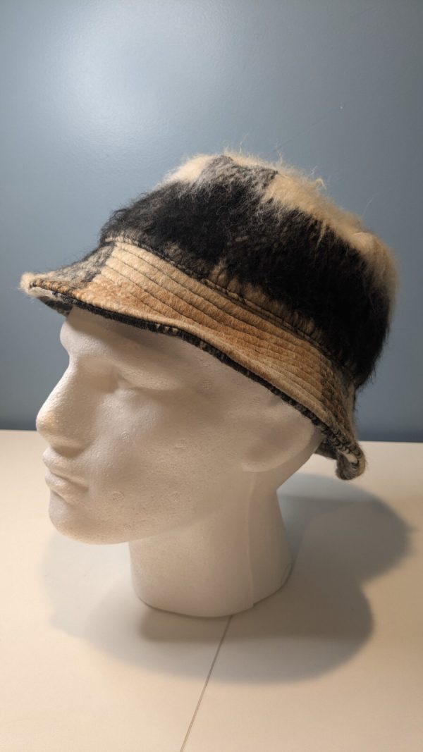 Fuzzy Tan Brown Black Bucket Hat - Image 8