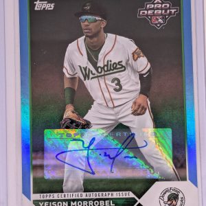 2023 Topps Pro Debut Yeison Morrobel Blue Foil Auto /150 PD-105 Rangers