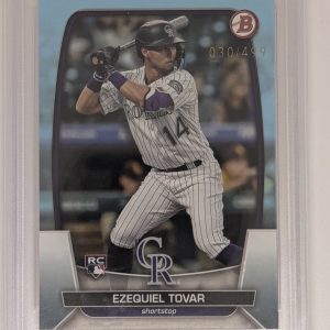 Ezequiel Tovar Rookie 2023 Bowman Sky Blue RC Colorado Rockies /499 PSA 9 POP 1