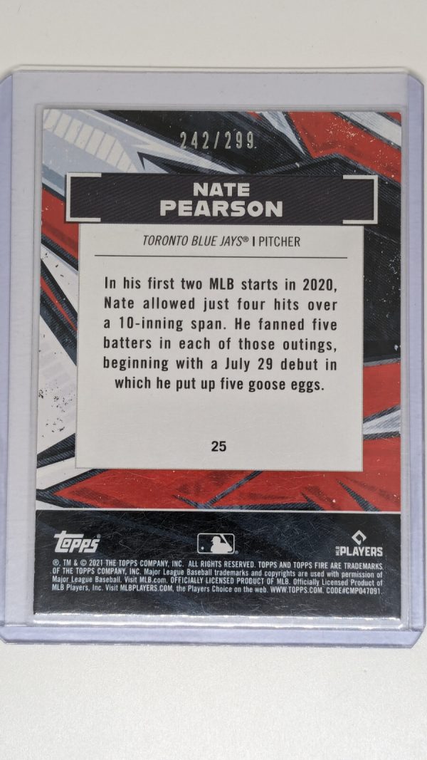 2021 Topps Fire Orange #25 Nate Pearson /299 - Image 2