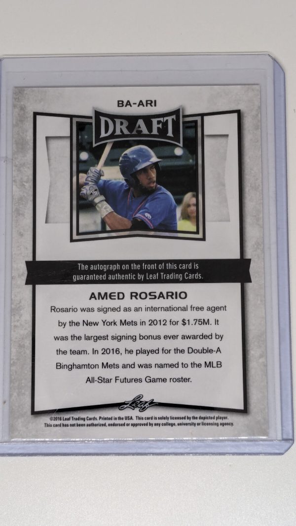 2016 Leaf Metal Draft Amed Rosario Autograph BA-ARI Auto - Image 2