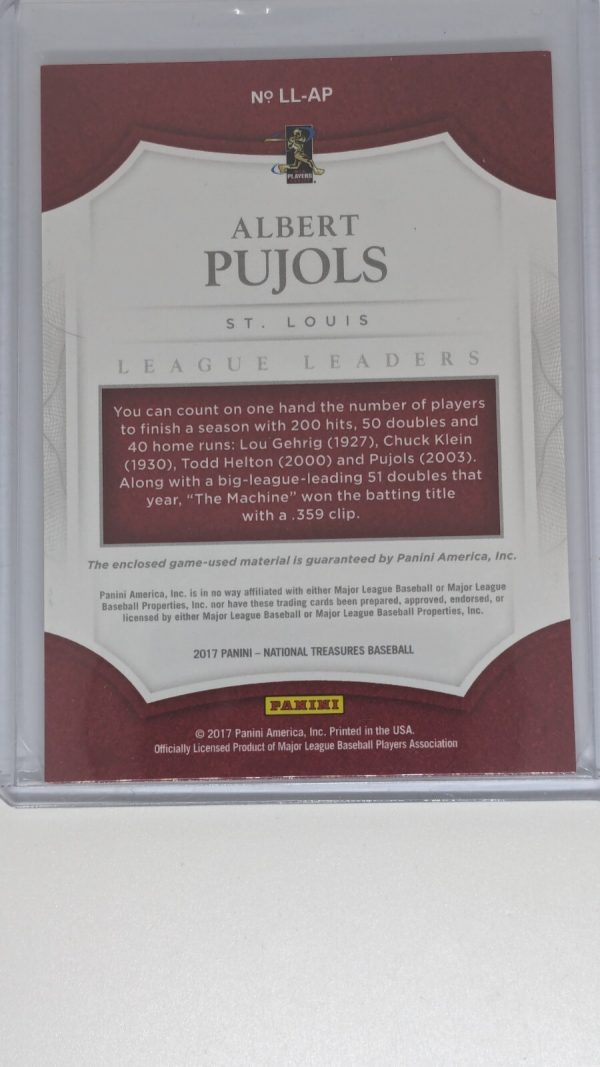 2017 panini national treasures albert pujols /99 #ll-ap - Image 2