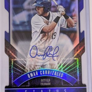 2015 Elite Extra Edition Prospect Auto Status Blue Die Cut #164 Omar Carrizales