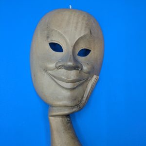 Vintage Basswood Wall Mask Hand Crafted 3-D Theatrical Comedy Mask Indonesia