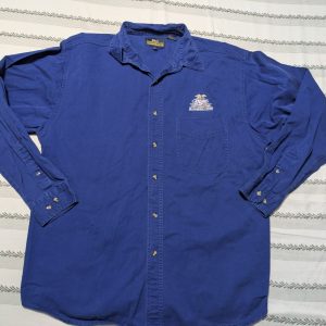 Official Miller Lite Shirt Men's Size L Blue Pocket Roll Tab Sleeve Button Down