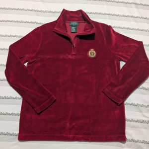 Lauren Ralph Lauren 1/4 Zip Crown Crest Velour  Pullover Women's Red Size P/P