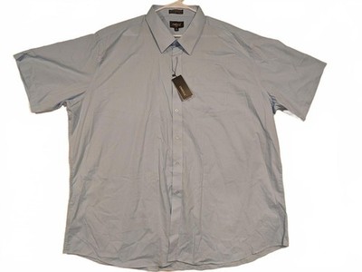 Omega Italy Light Blue Short Sleeve Button Up Dress Shirt 4XL 20-20.5 NWT