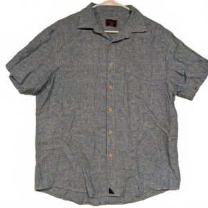 Untuckit Wrinkle Resistant Blue Short Sleeve Linen Button Up Casual Shirt Mens M