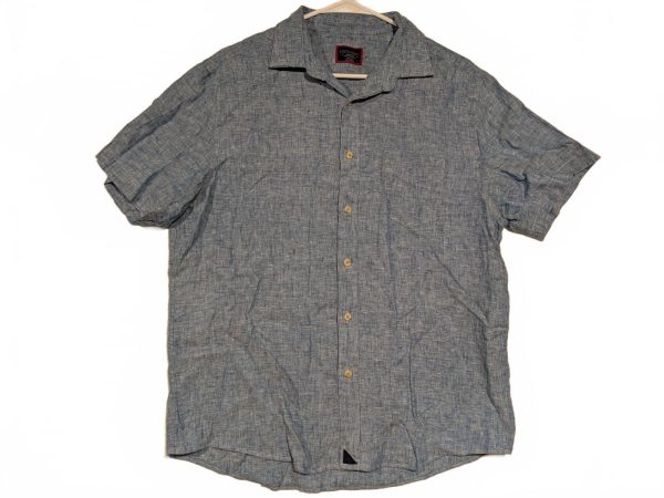 Untuckit Wrinkle Resistant Blue Short Sleeve Linen Button Up Casual Shirt Mens M
