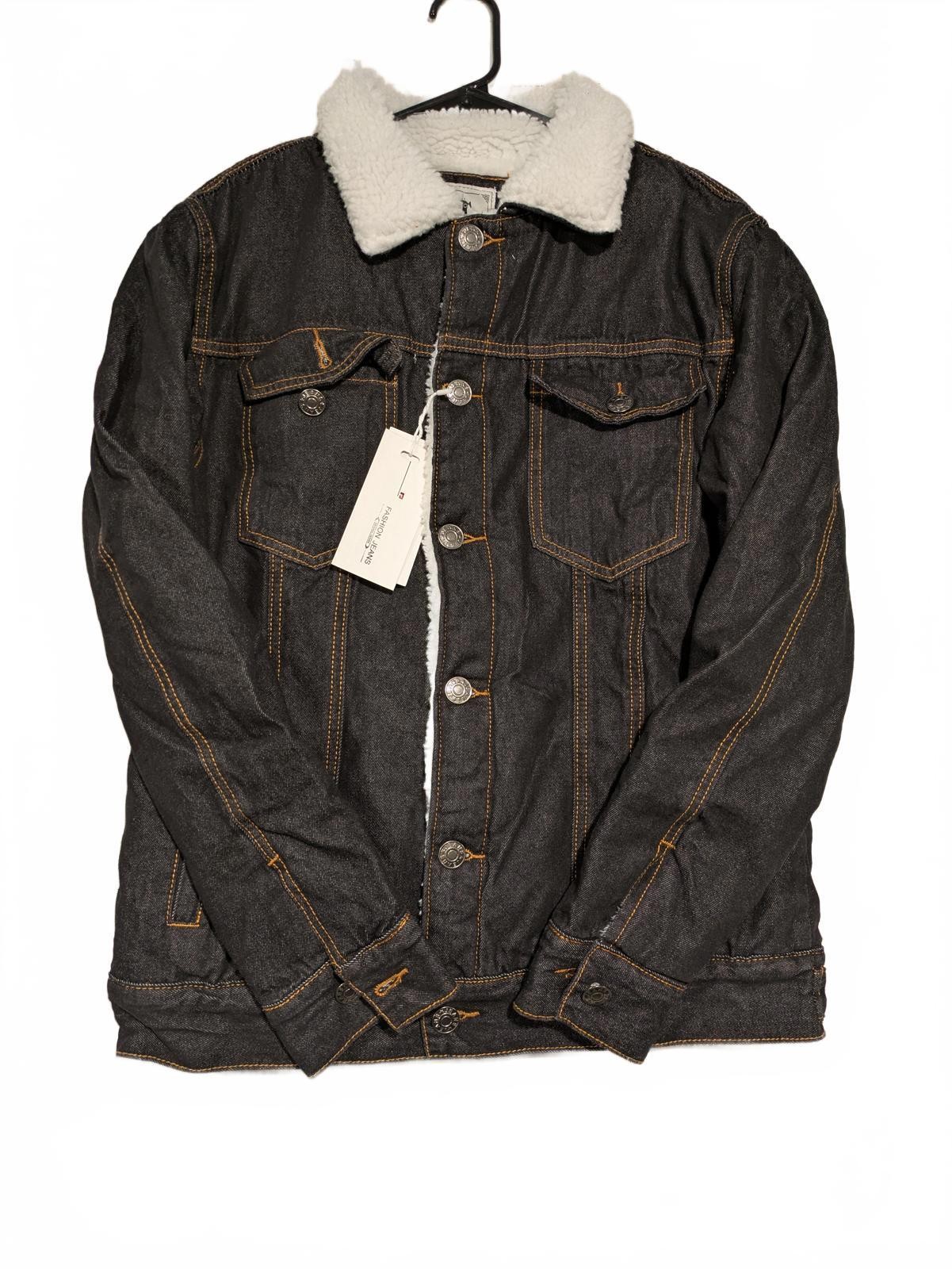 Fashion Sherpa-Lined Heavy Denim Jacket Mens Medium