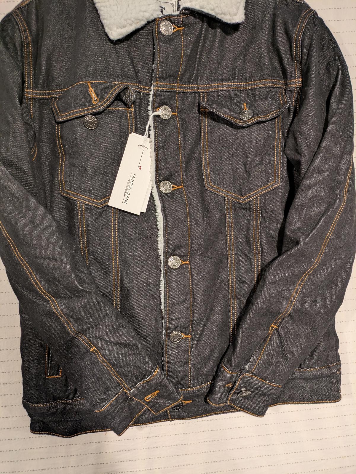 Fashion Sherpa-Lined Heavy Denim Jacket Mens Medium - Image 3