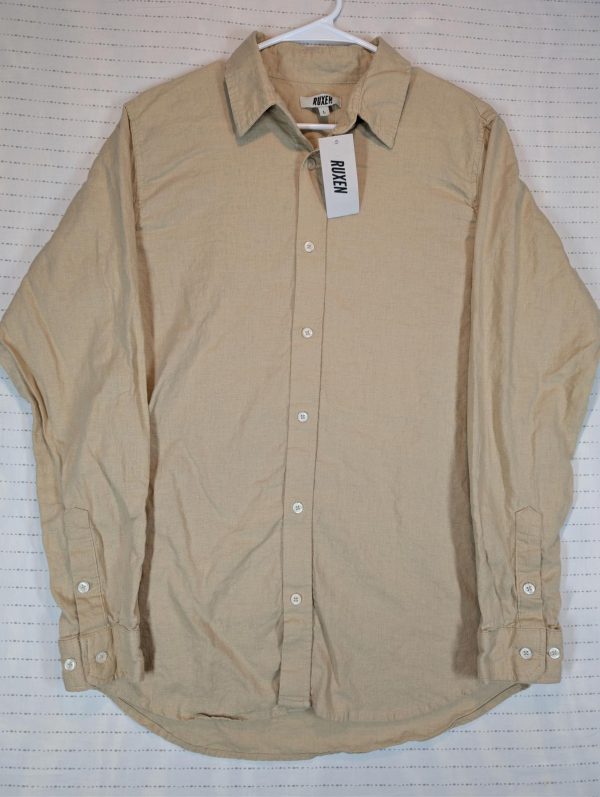 RUXEN Textured Button Up Long Sleeve Casual Shirt Mens Large