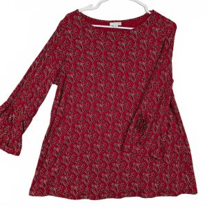 J.Jill Printed Floral Bell Sleeve Knit Top Womens Medium