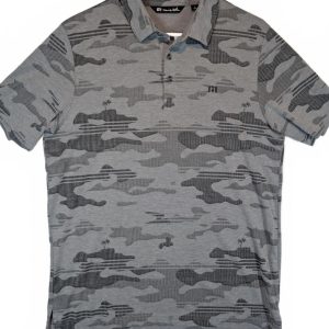 Travis Mathew Camo Polo Shirt Pima Cotton Blend Golf Mens Large Gray