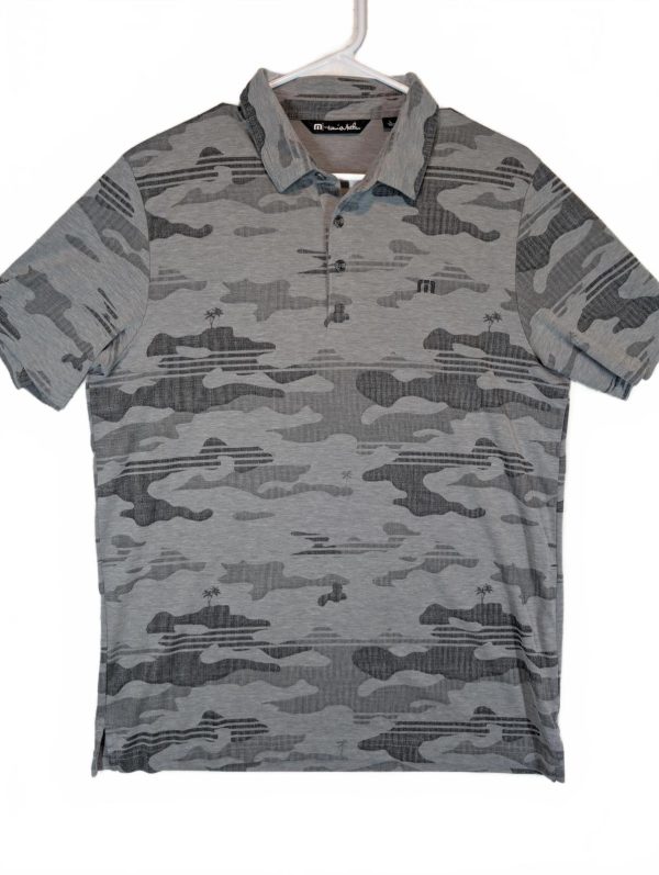 Travis Mathew Camo Polo Shirt Pima Cotton Blend Golf Mens Large Gray