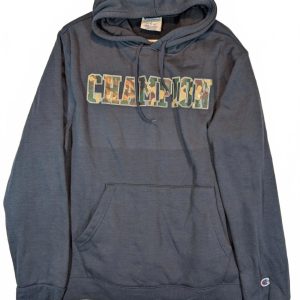 Champion Camo Logo Pullover Hoodie Sweatshirt Mens Large Blue