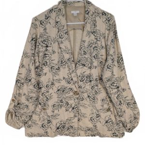 J.Jill Floral Linen Blend One Button Blazer Jacket Womens Large Tailored Casual