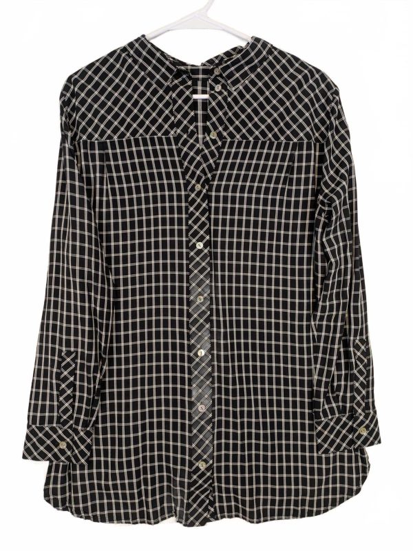 J.Jill Plaid Check Button Front Long Sleeve Shirt Top Womens Medium