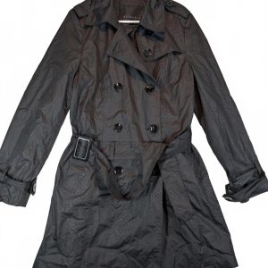 Attention Double Breasted Trench Coat Belted Textured Outerwear Womens Medium