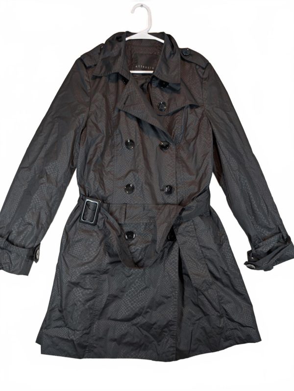 Attention Double Breasted Trench Coat Belted Textured Outerwear Womens Medium