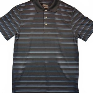 PGA Tour Striped Performance Golf Polo Shirt Mens Large Black Blue