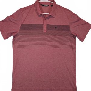 Travis Mathew Pima Cotton Blend Polo Shirt Striped Mens Large Pink