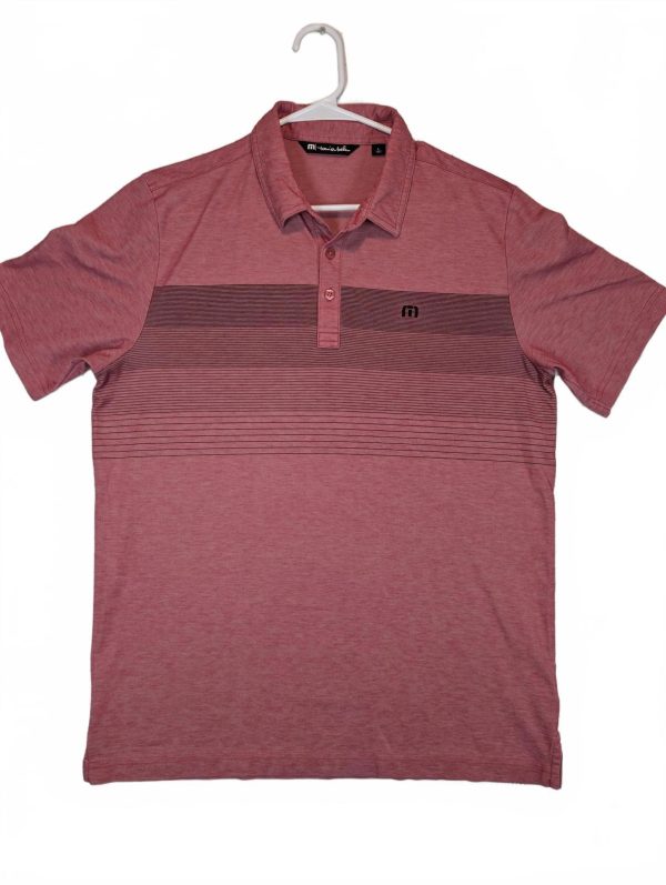 Travis Mathew Pima Cotton Blend Polo Shirt Striped Mens Large Pink