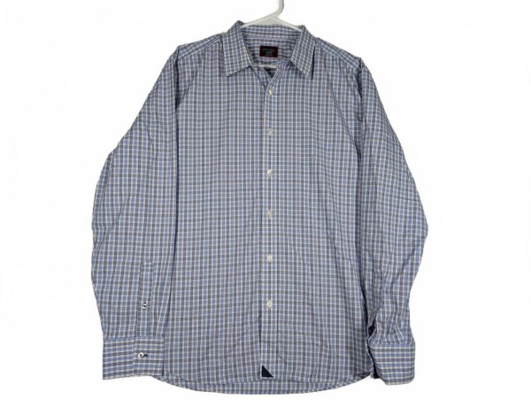 Untuckit Wrinkle Free Button Down Shirt Blue Check Mens XL Cotton