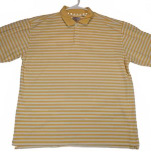 Callaway Golf Sport Striped Polo Shirt Short Sleeve Yellow White Mens XL