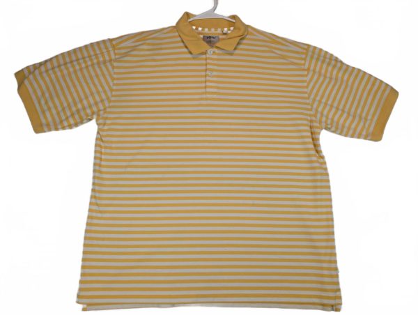 Callaway Golf Sport Striped Polo Shirt Short Sleeve Yellow White Mens XL