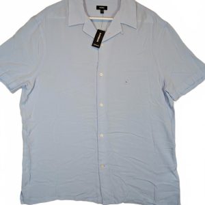 Express Camp Collar Button Up Shirt Short Sleeve Casual Mens Large Blue